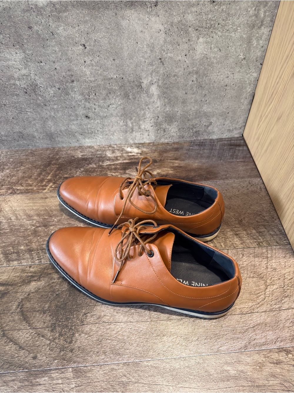 Nine West Men's Tan Leather Lace-Up Oxfords